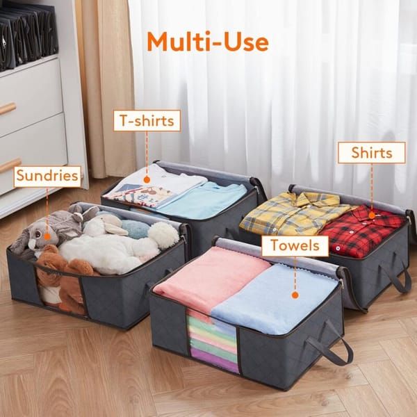 6 Pack 35L Clothes Storage Bags, Foldable Under Bed Storage Boxes with Clear Window, Reinforced Handles Quilt Blanket Organiser Containers for Wardrobe Closet — image 4