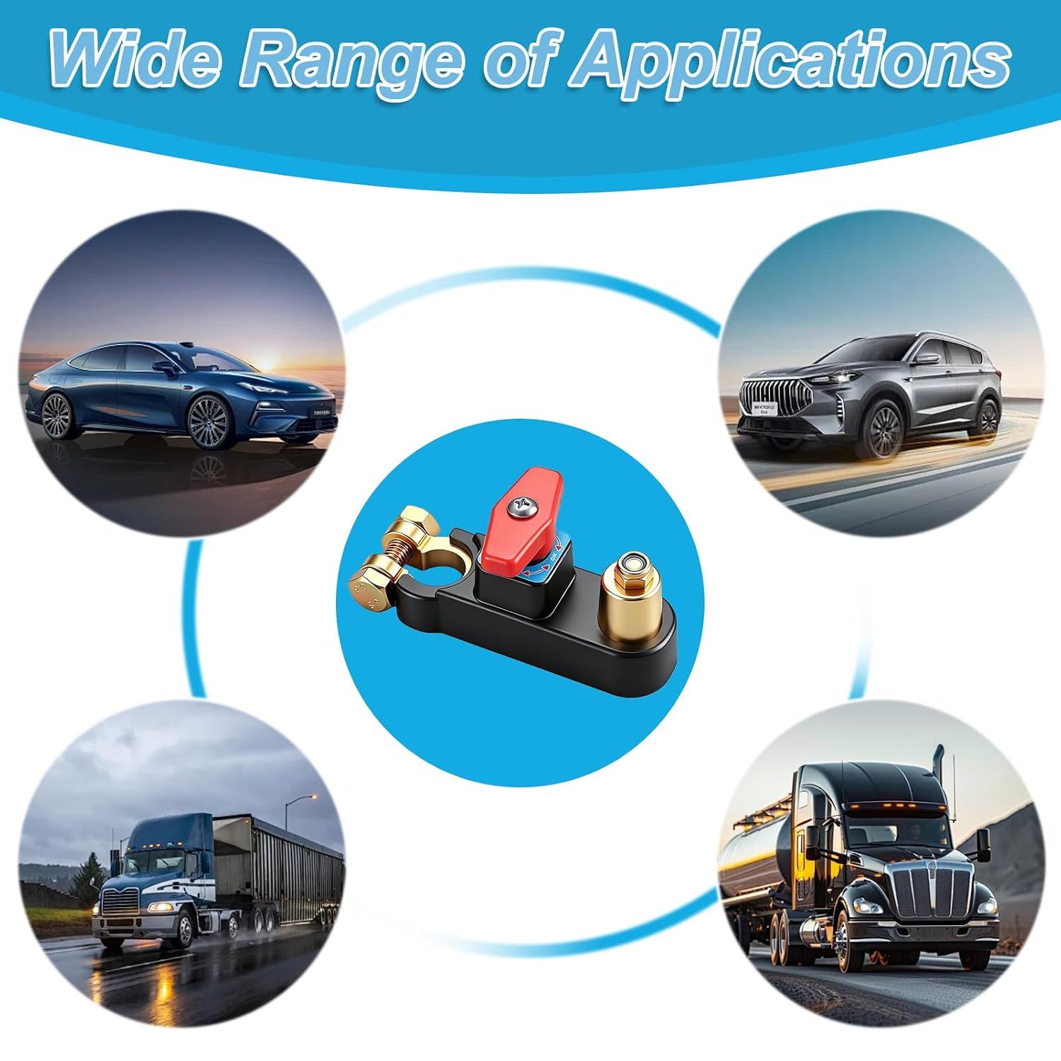12V-24V Car Battery Cut-Off Switch, Adjustable Pure Copper Power Disconnect Breaker for Cars, Trucks, Boats and RVs — image 6