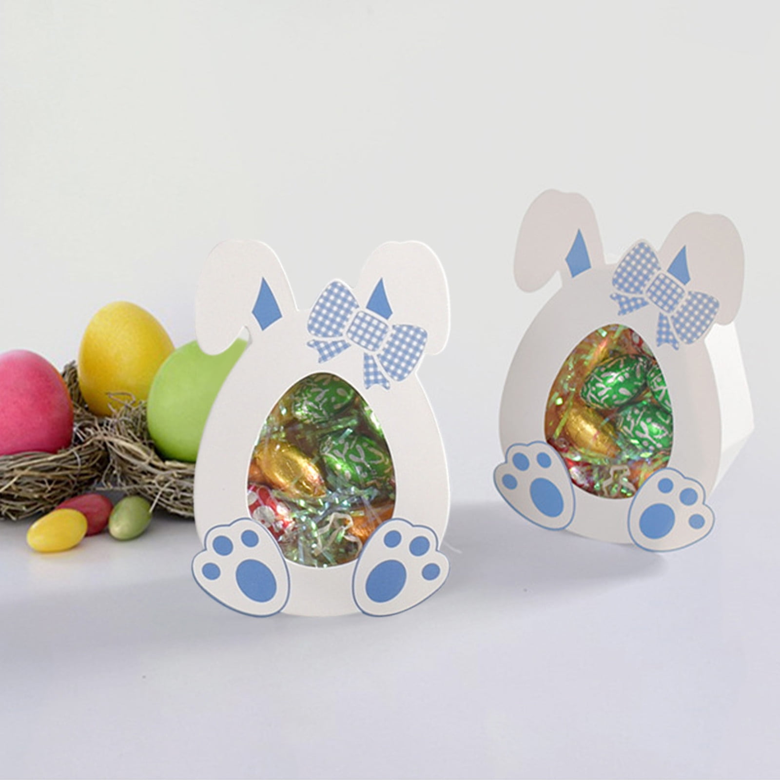 10 Pcs Easter Treat Boxes with Clear Window Cardboard Box Bunny Bags Rabbit Box Spring Holiday Paper Container for Cookie Goodie Candy Favors Blue — image 4