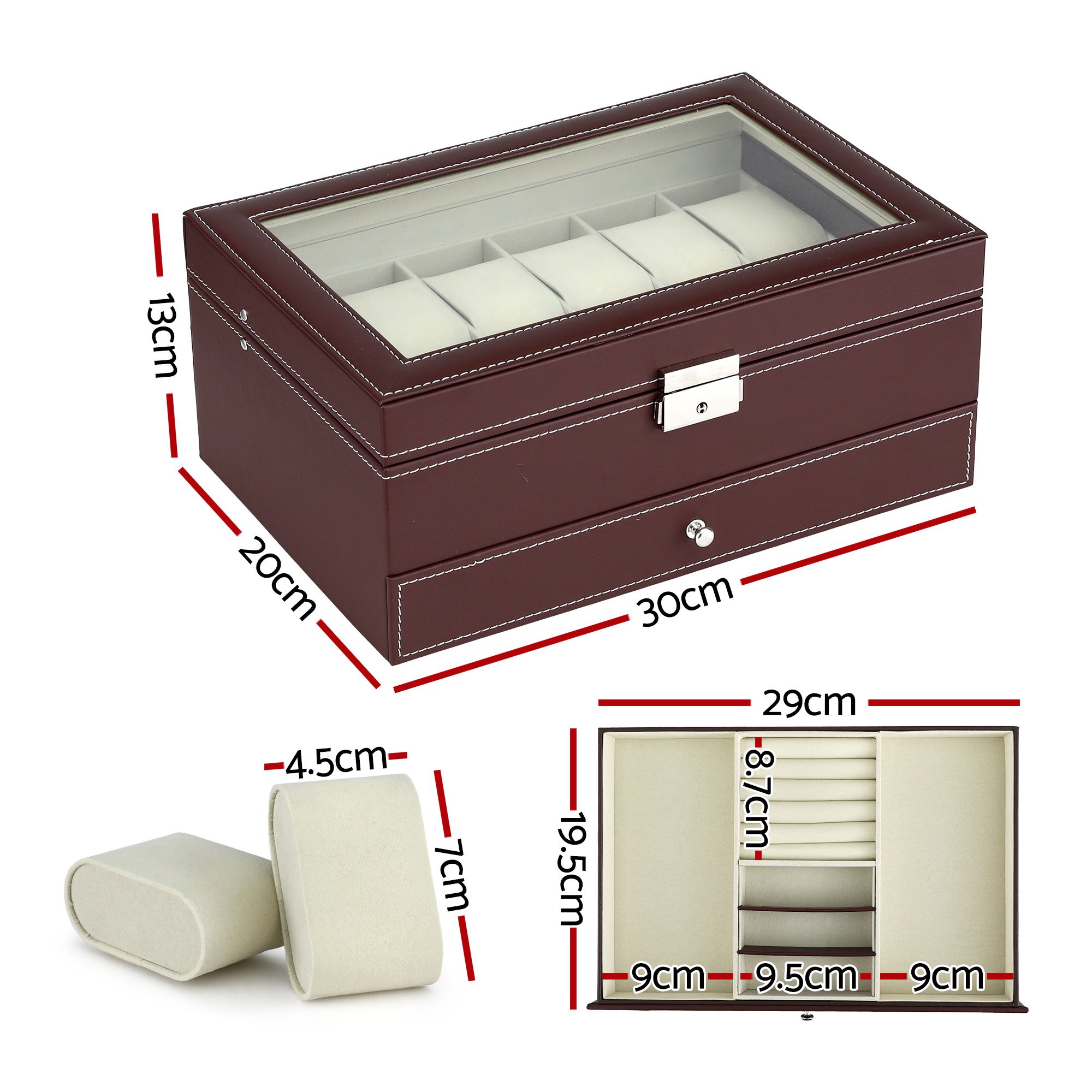 Embellir 12 Grids Watch Box Organizer Case Jewelry Display Storage Showcase โ image 2