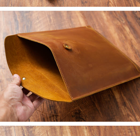Coffee Premium Genuine Top Grain Leather A4 Document Folder - Vintage Handcrafted Portfolio Bag & File Organizer for Business and Office โ image 3