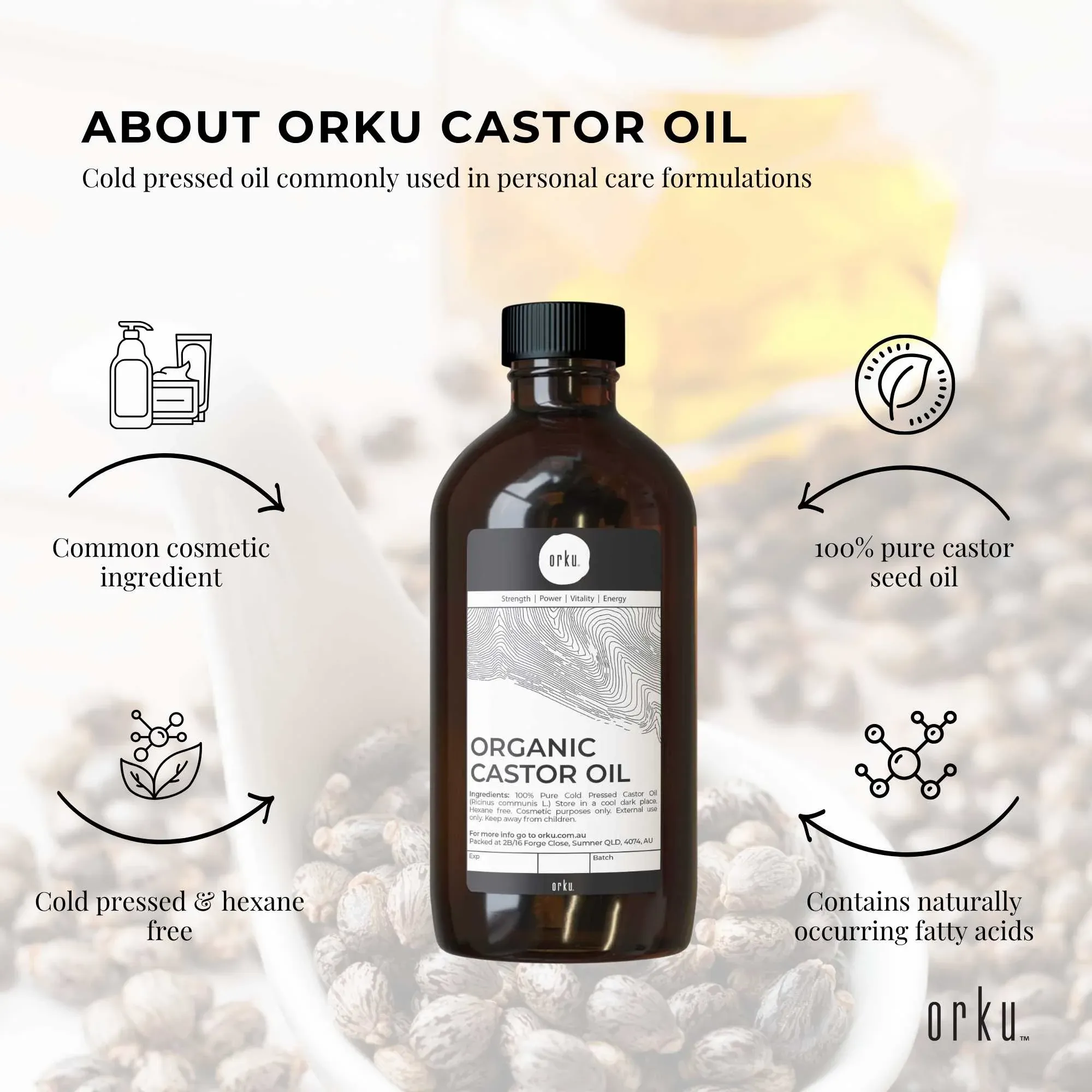 Orku 500ml Organic Castor Oil and 500ml Organic Jojoba Oil Pack β image 5