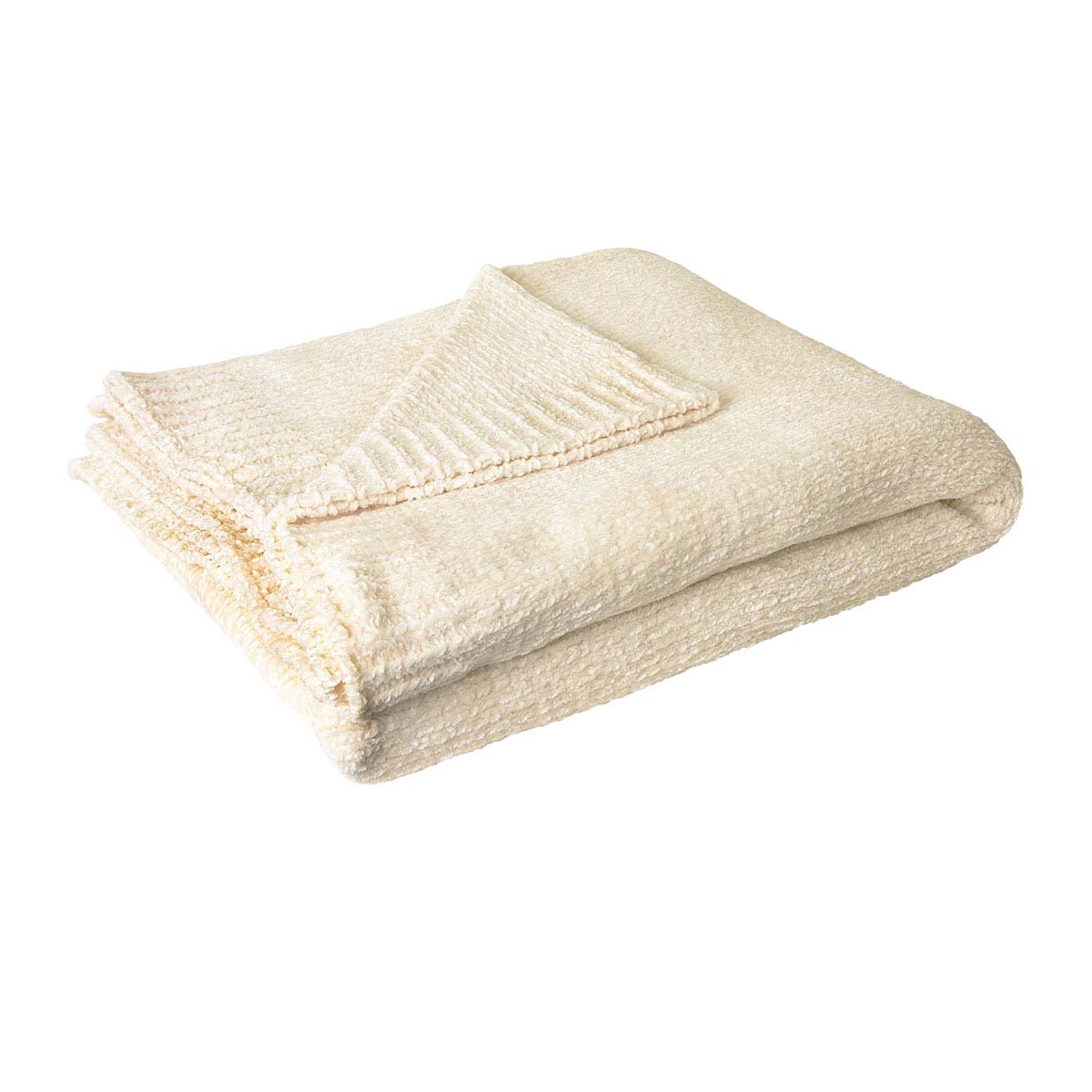J Elliot Home Leslie Chenille Throw 130 × 160 cm Ivory