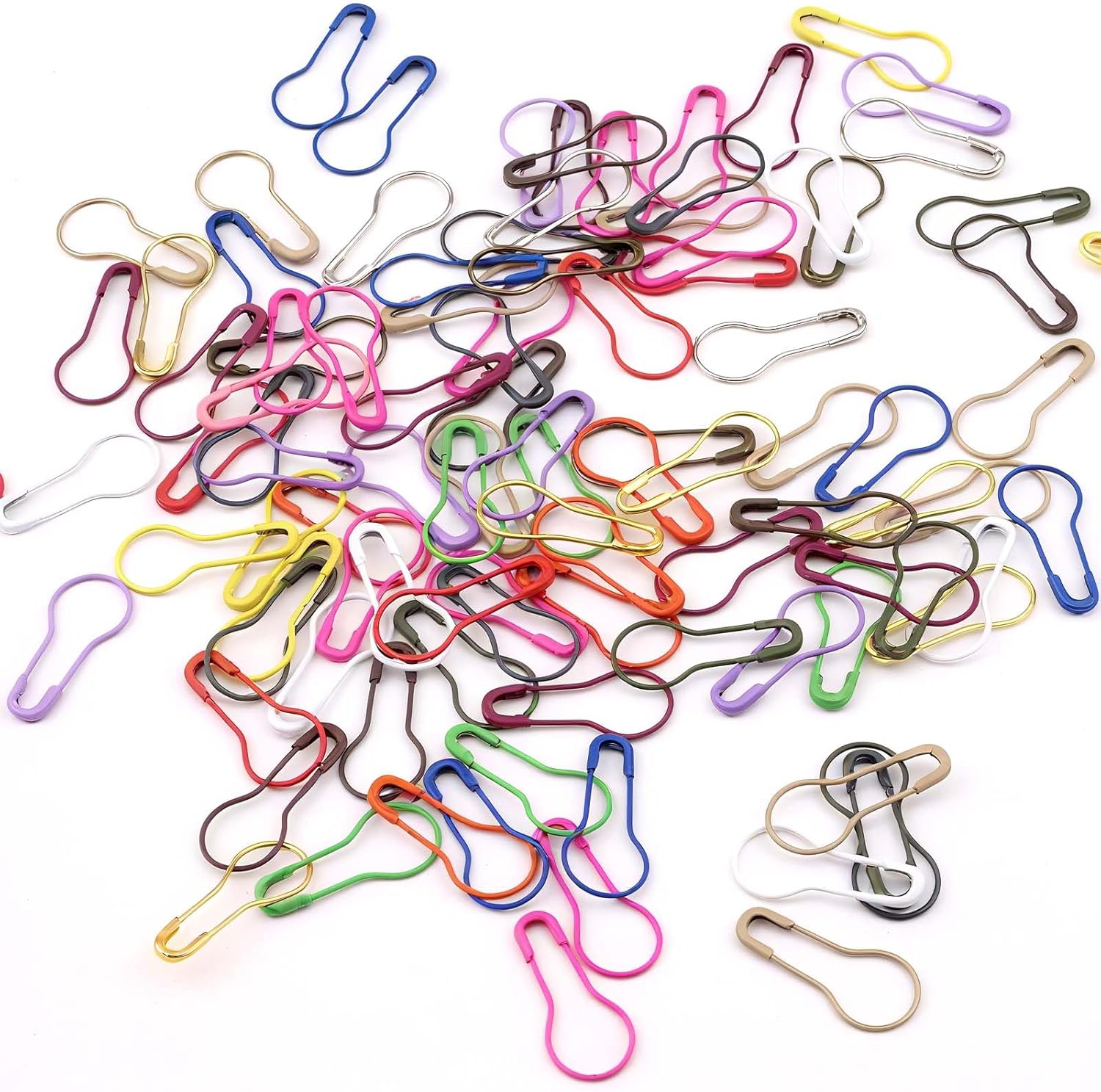 300Pcs Mixed Color Safety Pins - 0.9 Inch Metal Calabash Bulb Clothing Tag Pins for Knitting, DIY Crafts, Clothing Tags & Home Accessories - Colorful Gourd — image 3