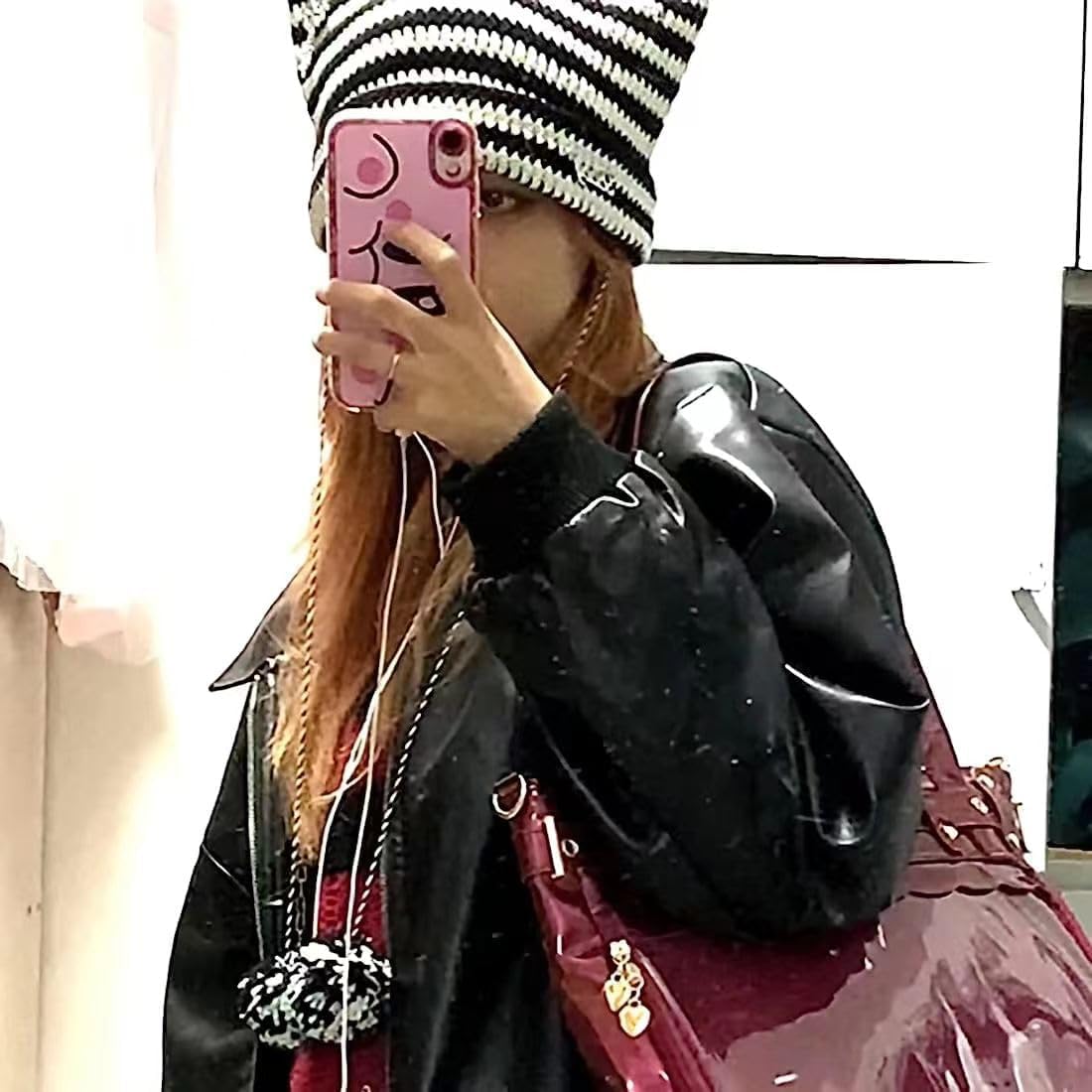 Grunge Beanies Crochet Knitted Hats for Women Girls Fox Cat Ear Goth Emo Alt Y2K Accessories Grunge Clothes โ image 5