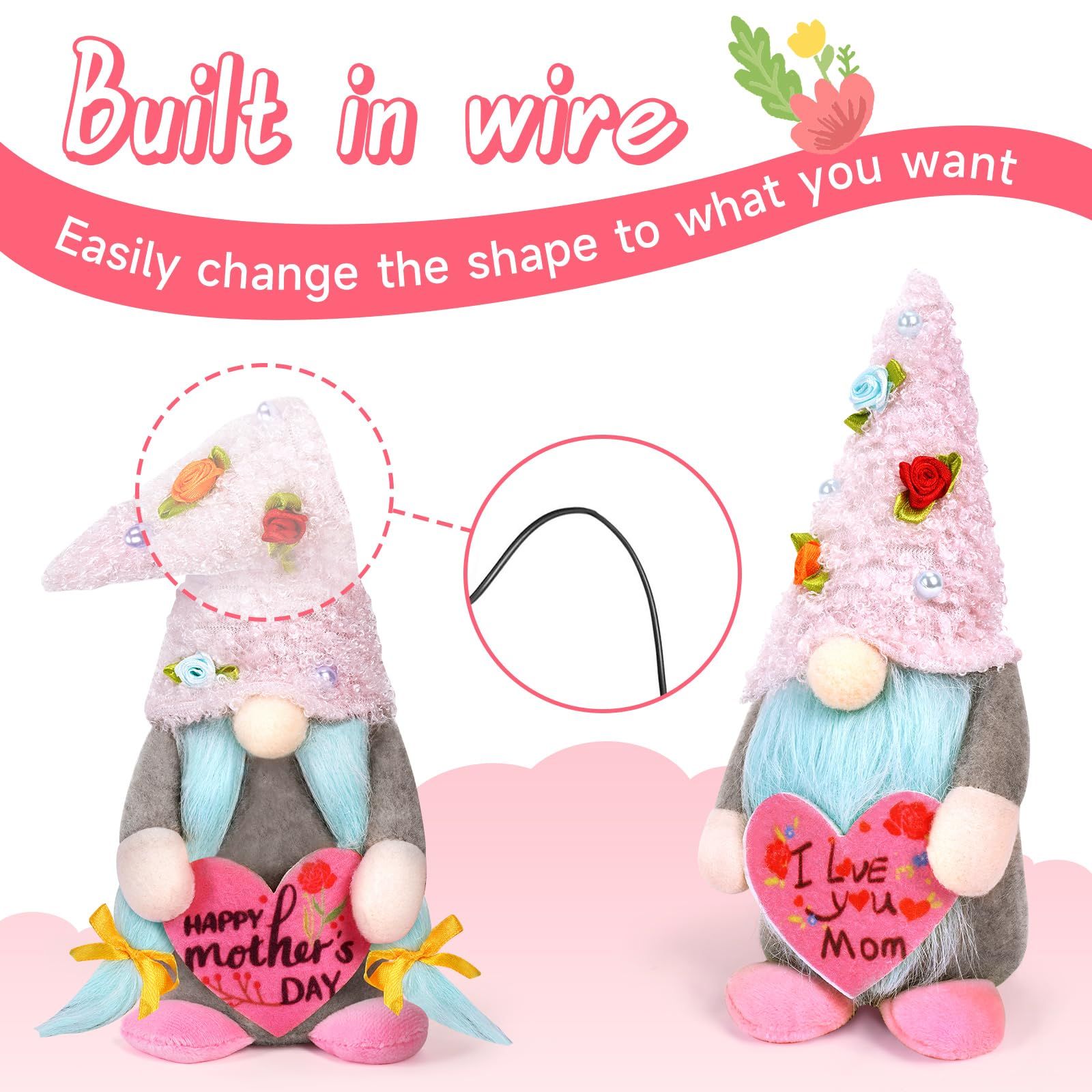 Spring Gnomes Plush,Mothers Day Gnome Gifts for Mom,Tulip Gnome Mothers Day Decorations,Faceless Dwarf Doll Swedish Dwarf — image 4