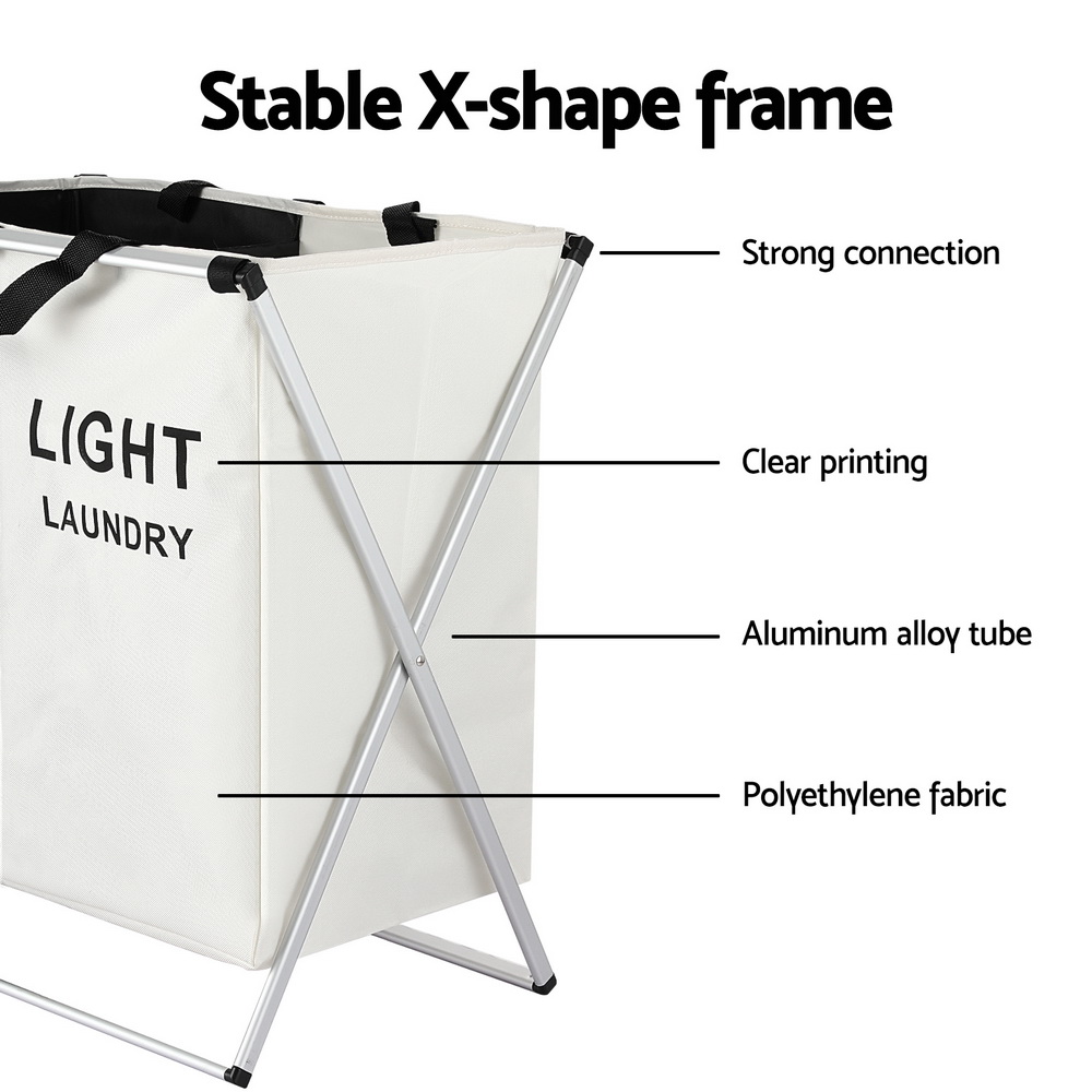 Artiss Laundry Basket Hamper Large Foldable Washing Clothes Storage 2 Sections — image 6