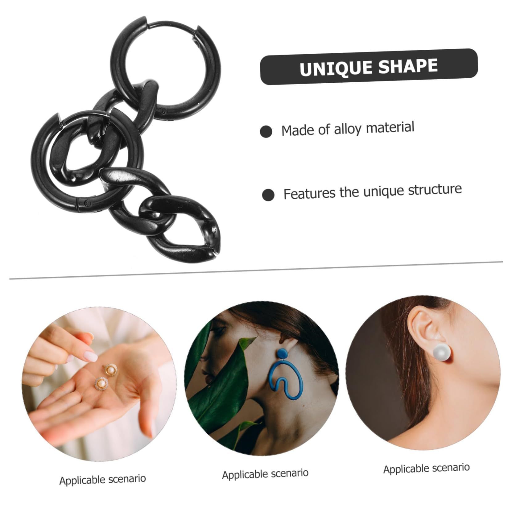 1 Pair chain earrings statement earrings for women chain link stud earrings aesthetic earrings geometric — image 3