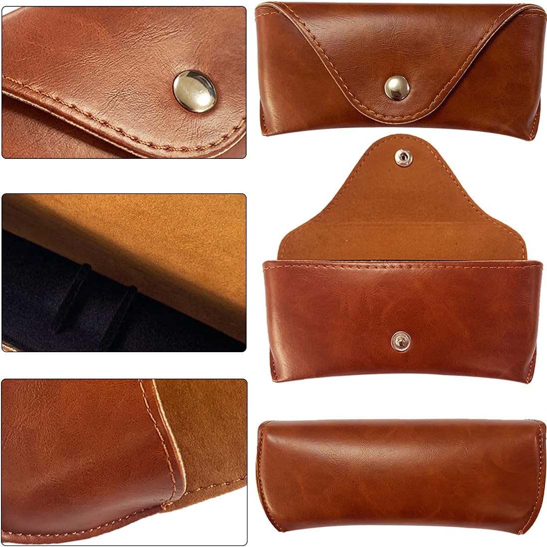 Portable PU Leather Sunglasses Pouch Soft Eye Glasses Carry Case for Women Men — image 2