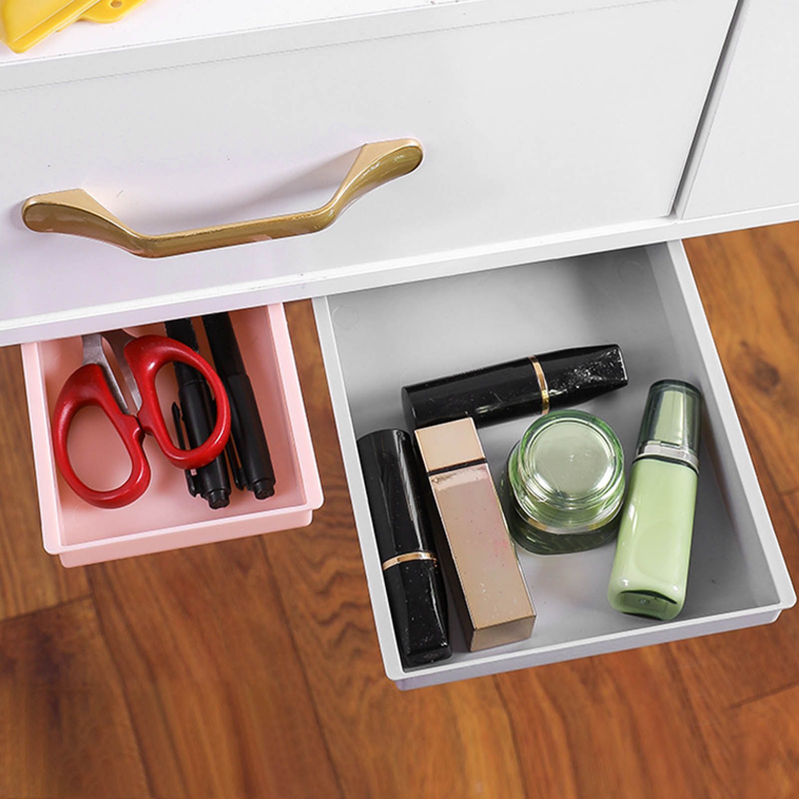 Under Desk Drawer Storage Box Security Punch Free Hidden Self Adhesive Pencil Tray Drawer for Stationery Makeup Pen Extra Large 25.5x20x4.2 / 10.0x7.9x1.7in โ image 6