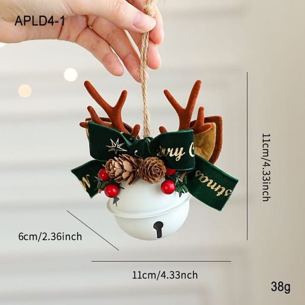 Elegant Vintage Metal Christmas Bell Floral Decor, Red Gold Tone Holiday Scene Ornament APLD5-3 — image 5