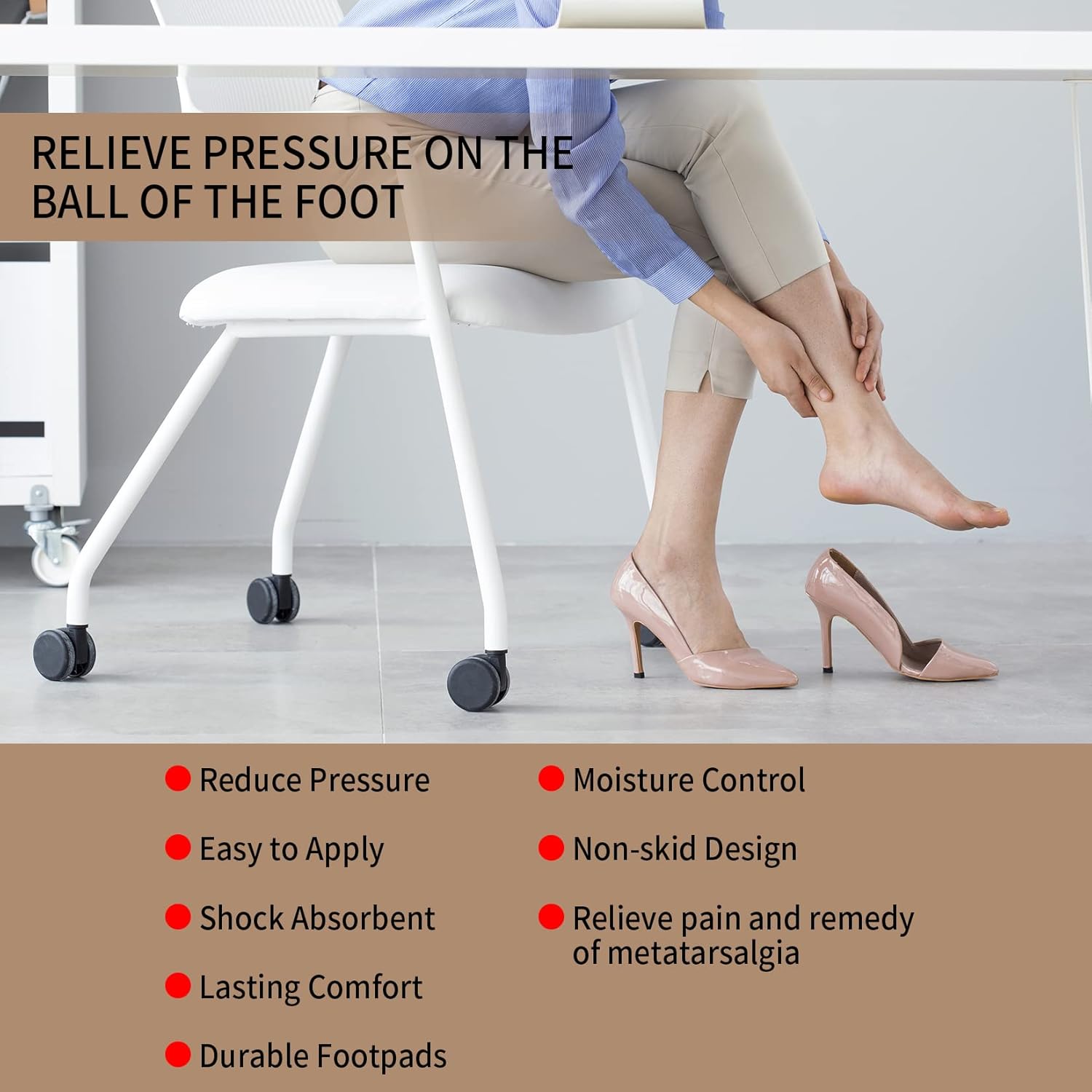 4 Pairs Forefoot Cushion Inserts for Women Shoes,Non-Sliding Insole Pads for Open Toe Heel Pads Inserts for Too Big Shoe,No Slip Heel Grips Liners Pads for โ image 5