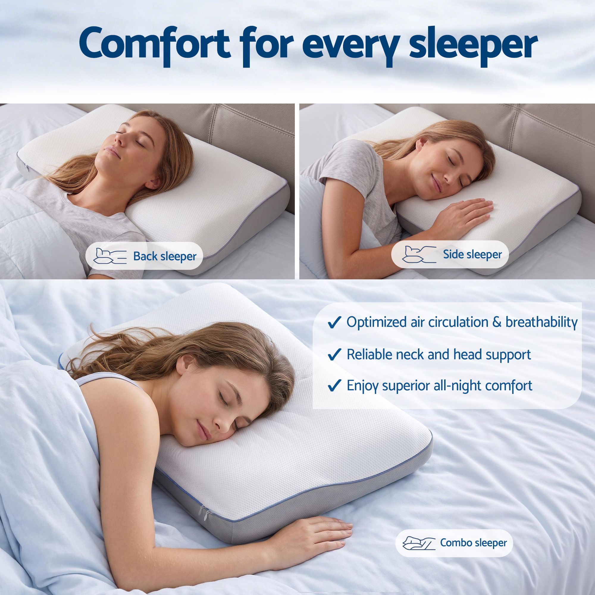 RoomSense Cooling Memory Foam Pillows Queen Size 1 Pack, Dual-Sided Bed Pillows for Hot Sleepers, 55D Solid Core Side Sleeper Pillow for Neck Support — image 4