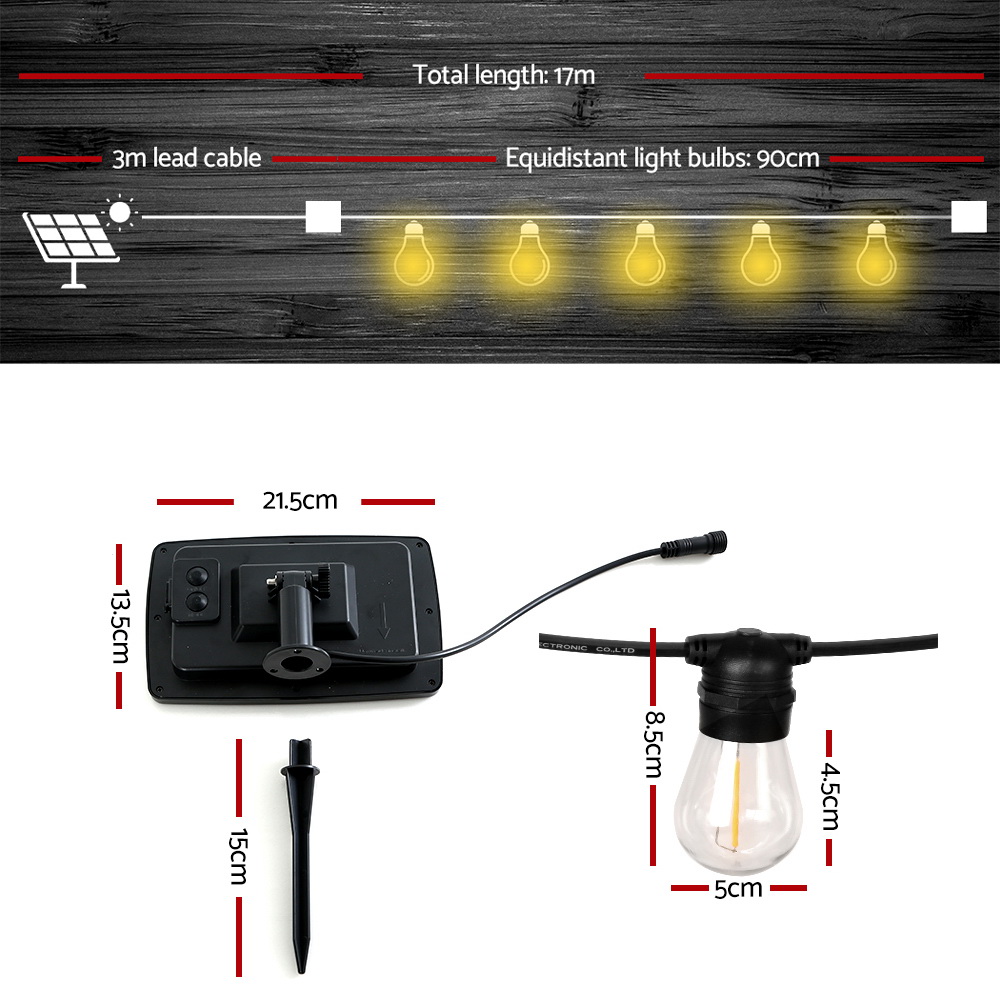17m Solar Festoon Lights Outdoor LED String Light Christmas Party Garden Decor โ image 2