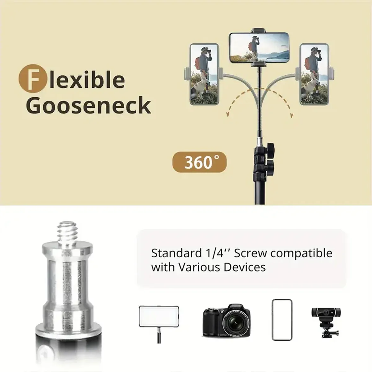 Tripod with Hose Adjustable Height Stable Stand for Live Streaming Photography — image 6