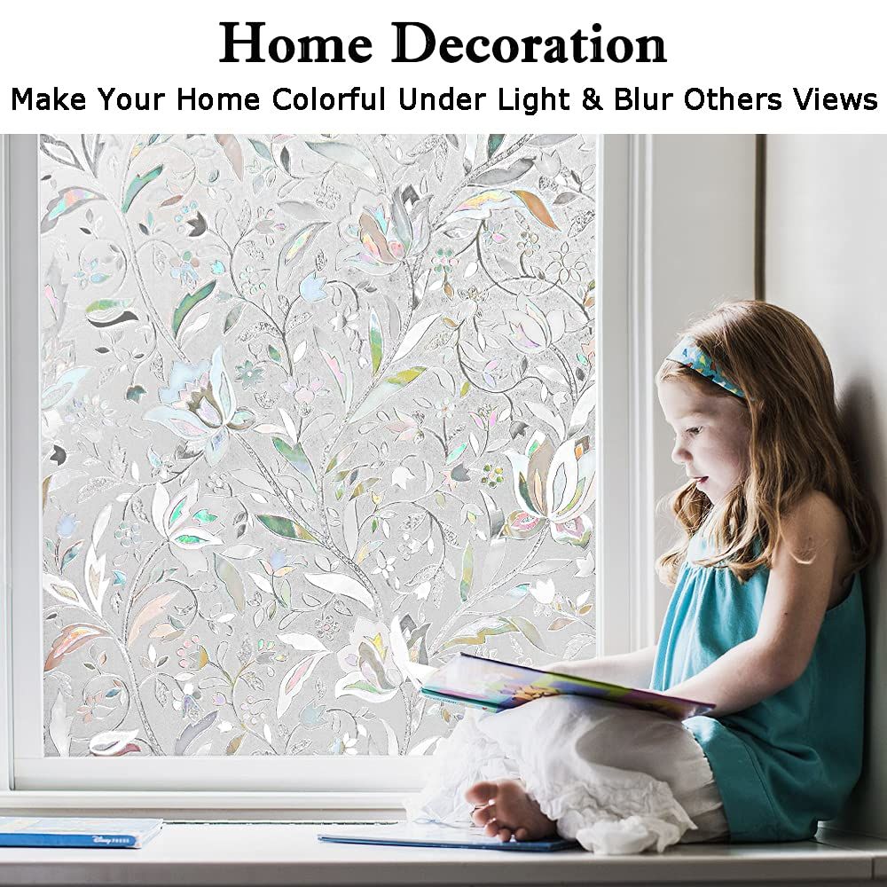 Window Privacy Film, Vinyl Glass Covering, Stained Decorative Film Frosted, Static Window Clings, Non-Adhesive, No-Glue โ image 2