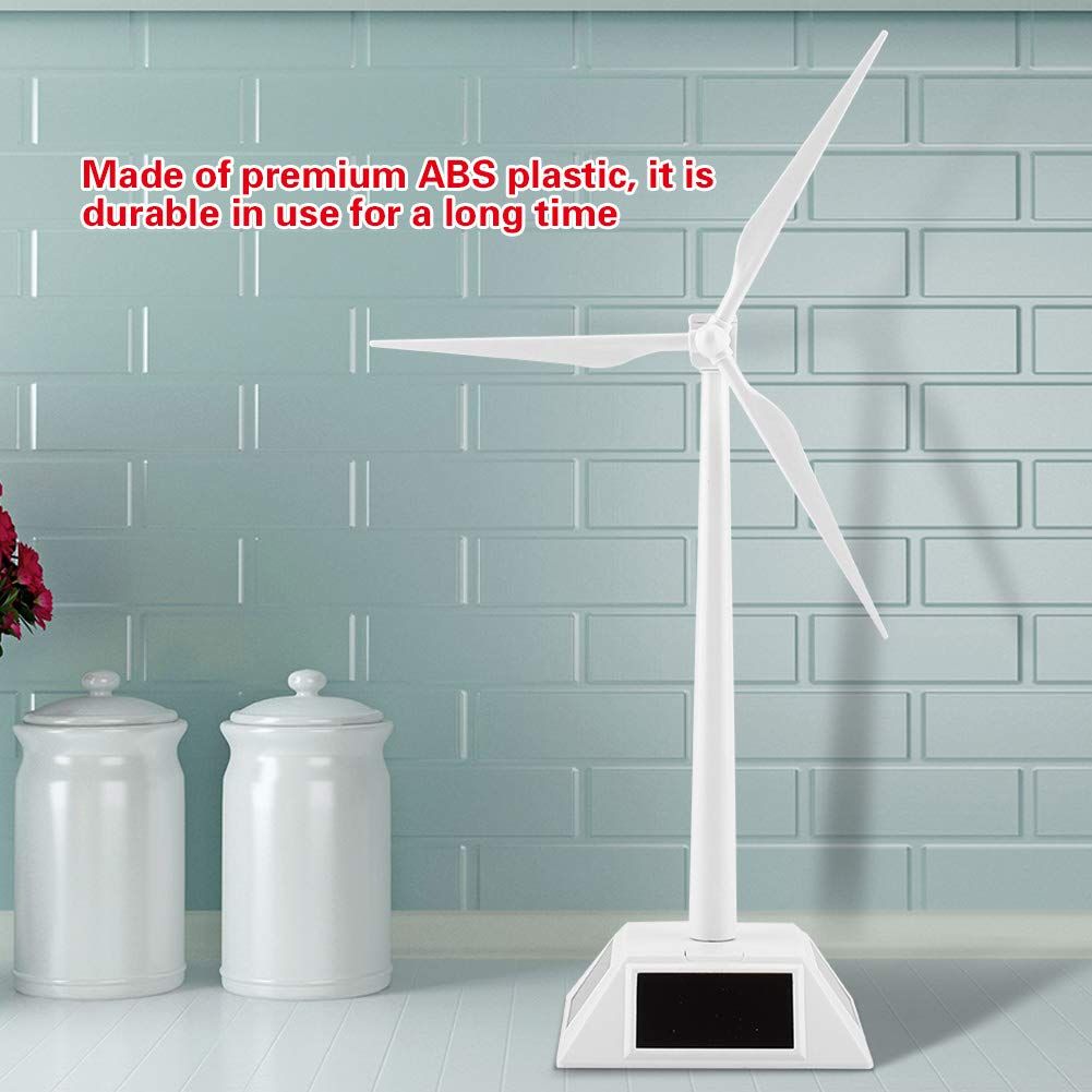 Solar Powered Wind Mill Model Desktop Decor Craft Kids Children Education Learning Toy The best gift for children or friends.（White） — image 4