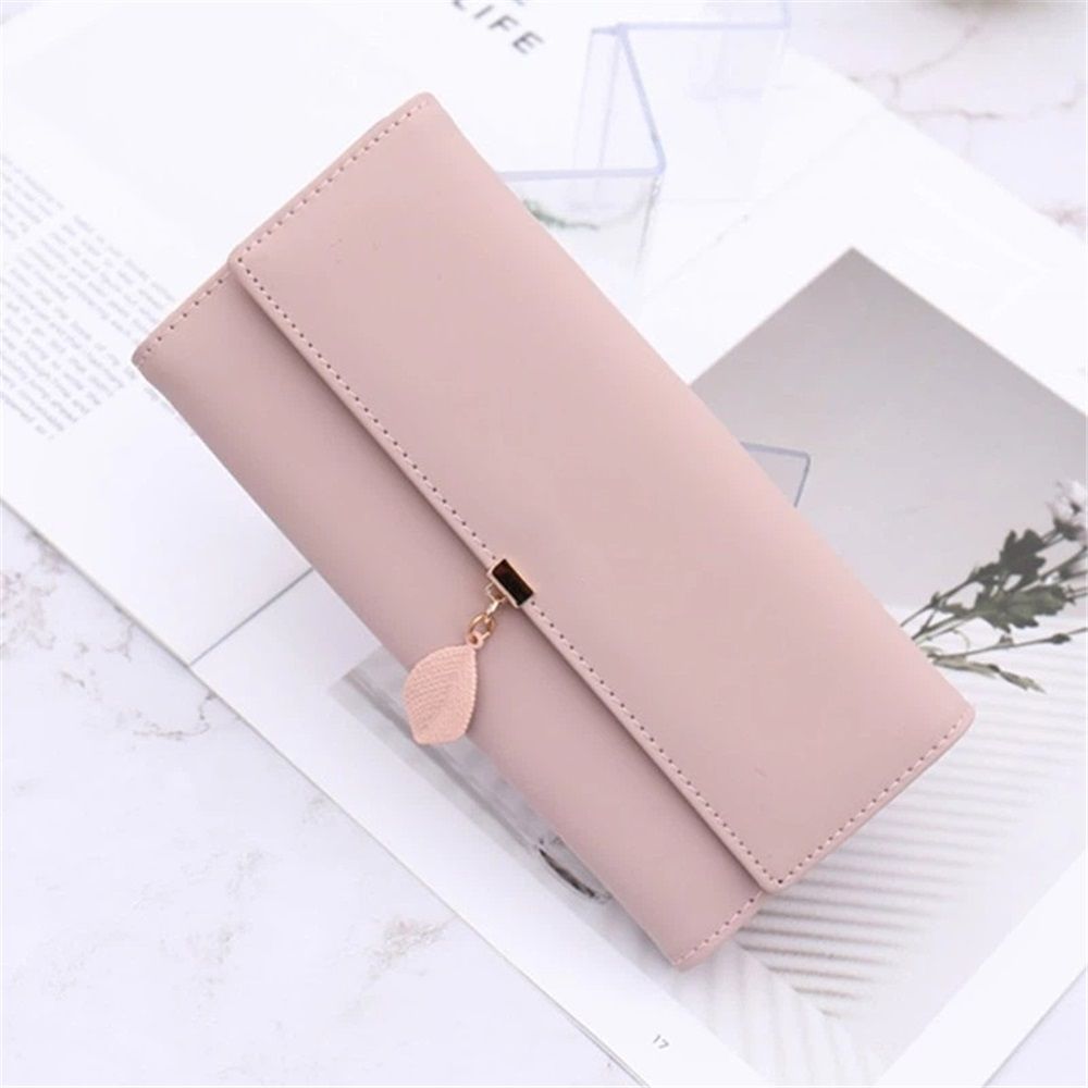 Wallet for Women PU Leather Leaf Pendant Card Holder Phone Checkbook Organizer Zipper Coin Purse | Leaf Pendant, Card Holder, Phone, Checkbook, Organizer — image 4