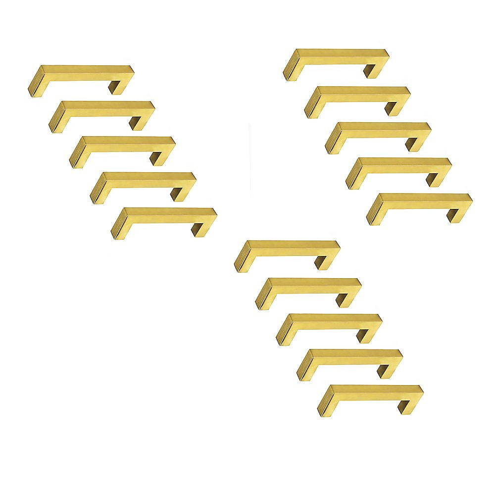 15x Brushed Brass Drawer Pulls Kitchen Cabinet Handles - Gold Finish 96mm — image 6