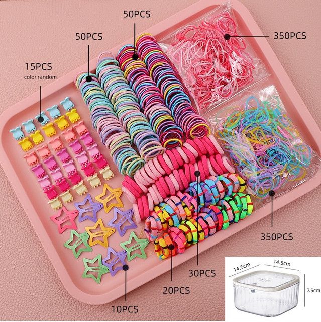 895-Piece Cute Hair Accessories Gift Set with Elastic Rubber Bands & Hair Clips Organizer Box - Perfect Gift for Girls — image 4