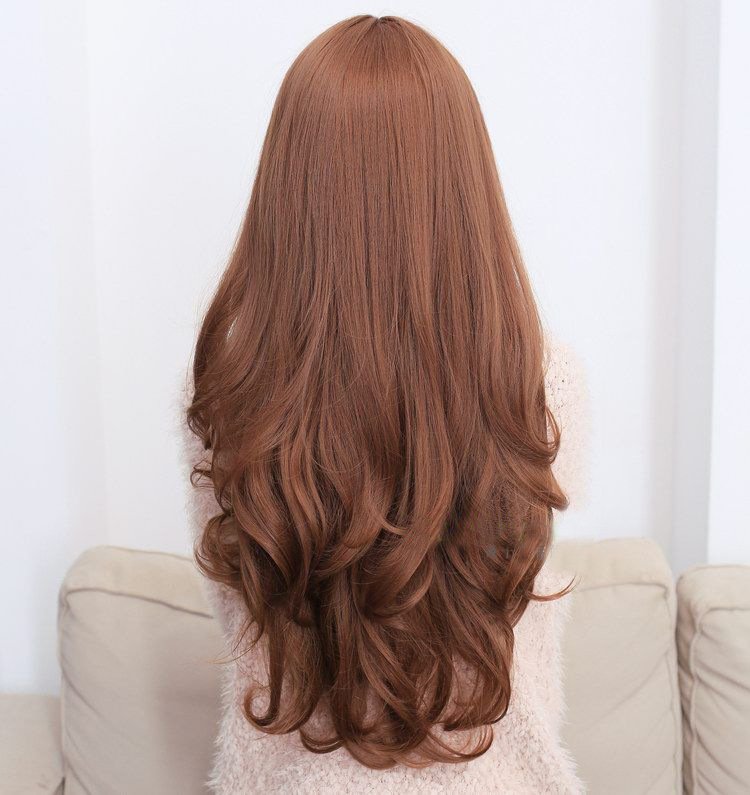 Long Wavy Curly Full Hair Wigs w Side Bangs Cosplay Costume Fancy Anime Womens, Flaxen โ image 4