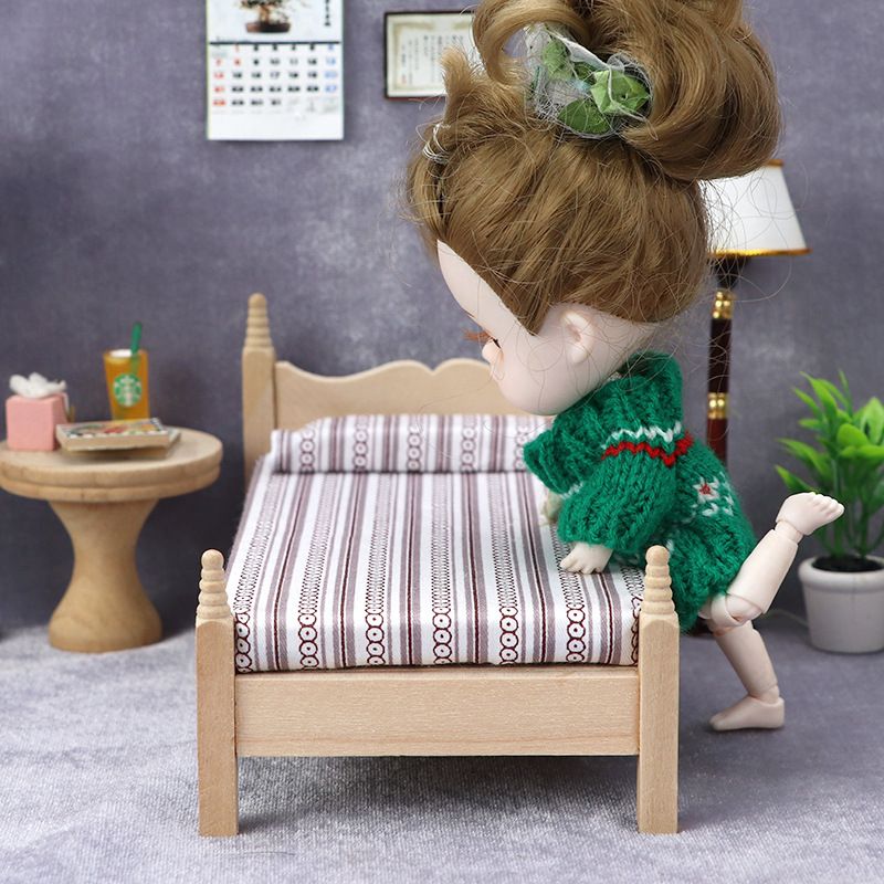 mini furniture model white embryo bedroom scene plain classical single bed, European Double Bed with for Decoration Accessories — image 5