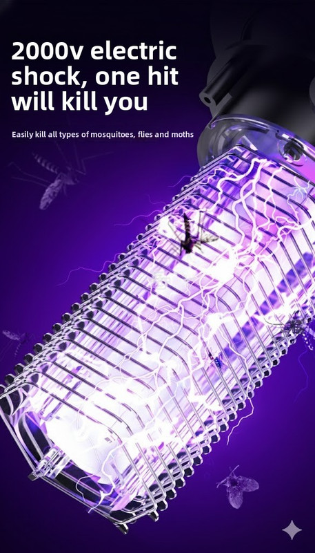 Solar Bug Zapper & Camping Light - 2000V Electric Mosquito Killer with Type-C USB Charging - Portable Insect Trap for Outdoor Patio Garden & Camping — image 4
