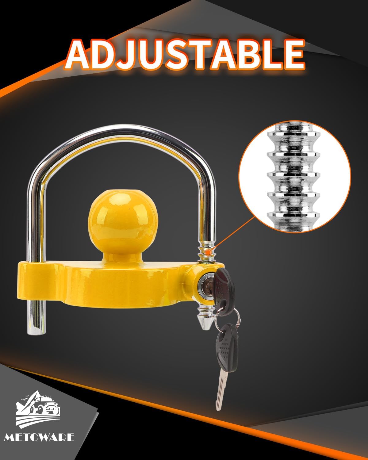 Trailer Coupler Lock Universal Adjustable Heavy-Duty Steel Trailer Hitch Lock, Anti Theft Trailer Ball Lock Towing Lock for Towing Trailer Security Fits โ image 6