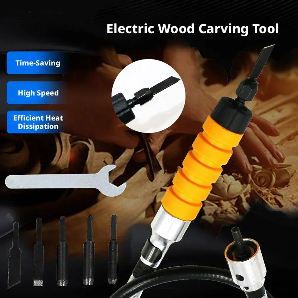Electric Wood Carving Chisel Set, High Speed Power Chisel with 5 Knives for DIY Woodworking — image 2