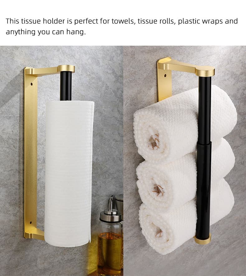 Self-Adhesive Paper Towel Holder for Kitchen & Bathroom, 32.5x9.8cm, No Drilling Required, Gold โ image 3