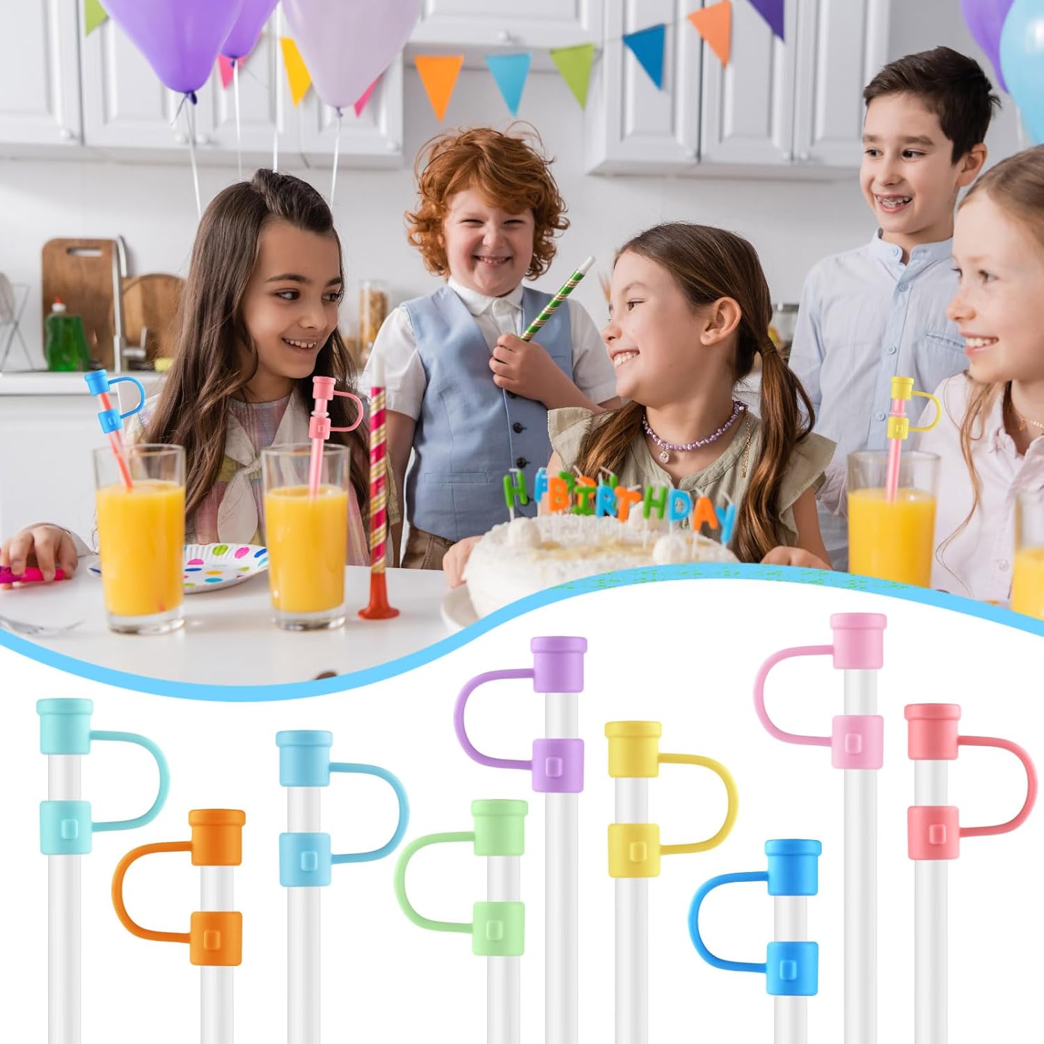 Straw Covers Cap Compatible with Tumbler, 16Pcs Silicone 8mm Straw Cover Caps Toppers Tips Reusable Dust-Proof Colorful Plugs Protector Drinking Accessories โ image 6