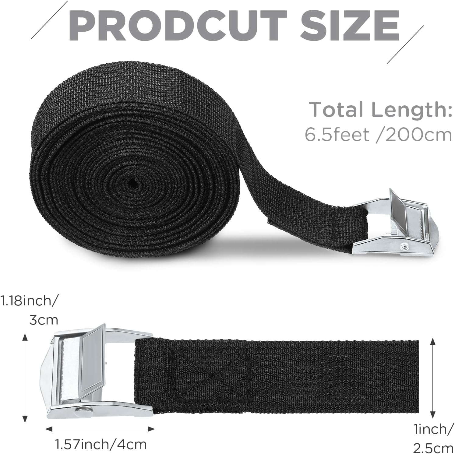 15 Pack 6.5 Feet Lashing Straps Adjustable Kayaks Tie Down Cam Buckle with Buckles up to 250lbs for Cargo, Luggage, Motorcycles, Truck, Car Roof Rack, Sup โ image 2