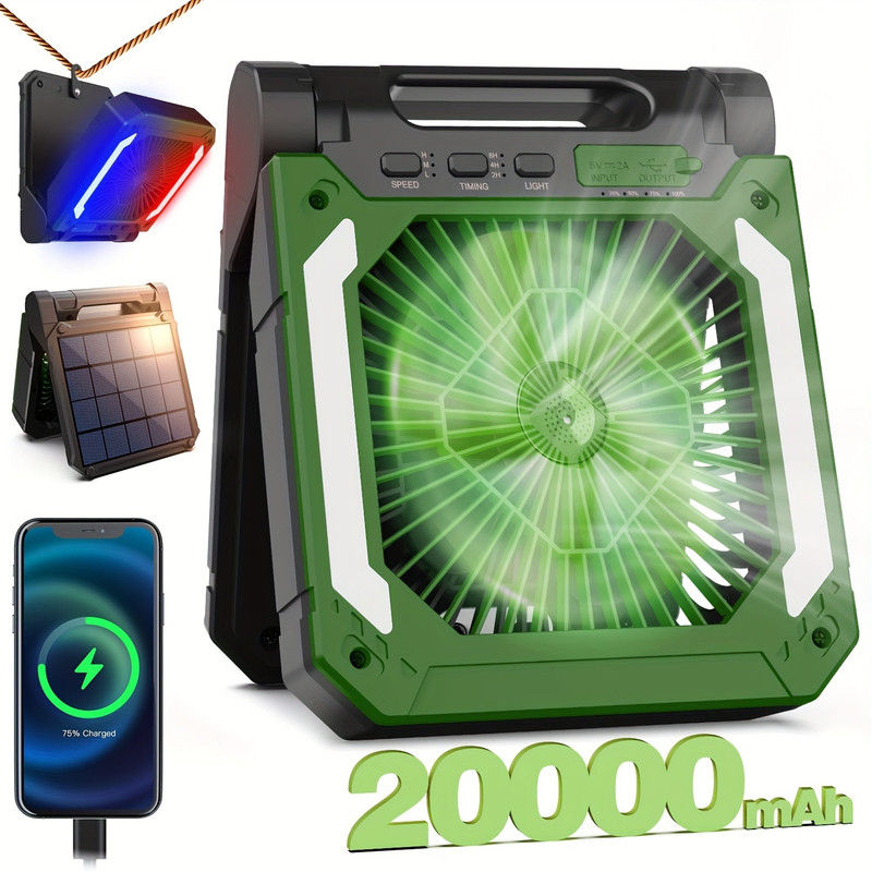 20000mAh Solar Camping Fan with LED Light — image 4