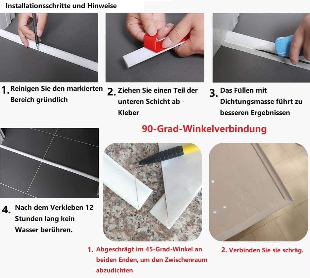 10 m Self-Adhesive Shower Strip Water Barrier with Self-Adhesive Strip, Black — image 6