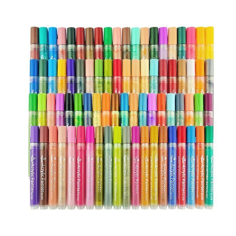 Flysea 12-80 Colours Acrylic Paint Pens Painting Stone Ceramic Glass Markers 0.7 - 12-Colour Set — image 3