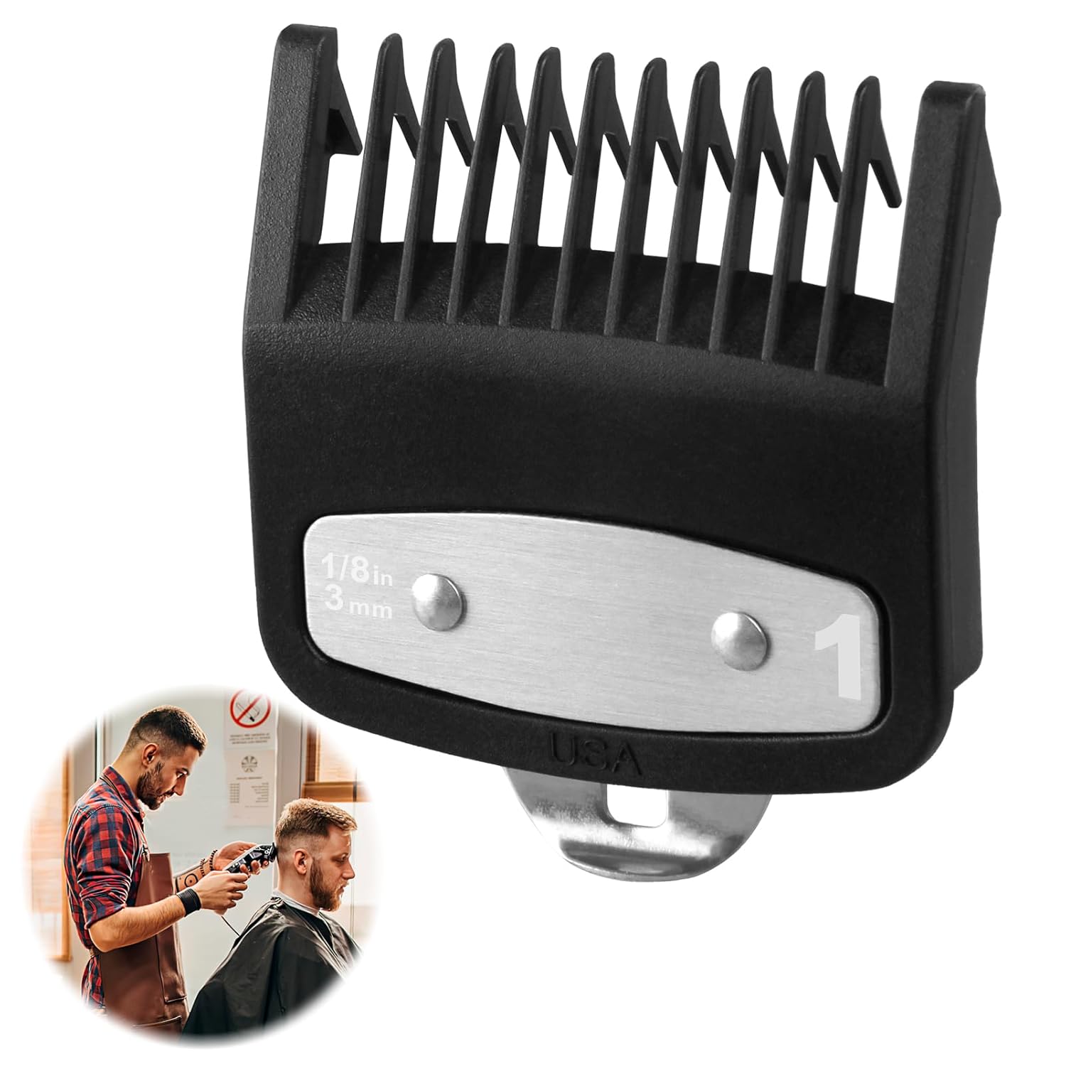 Replacement for Wahl 1 Premium Clipper Guard Clip Guide Metal #3354-100 1/8" 3mm Premium Metal Clipper Guard Replacement for Wahl 1 - Achieve Precise Cuts with
