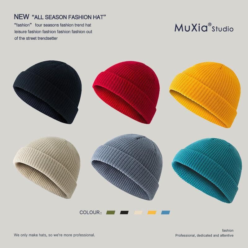 Men Women Mini Fisherman Beanie Winter Spring Hat Soft Knitted Docker Skull Cap - Red โ image 4
