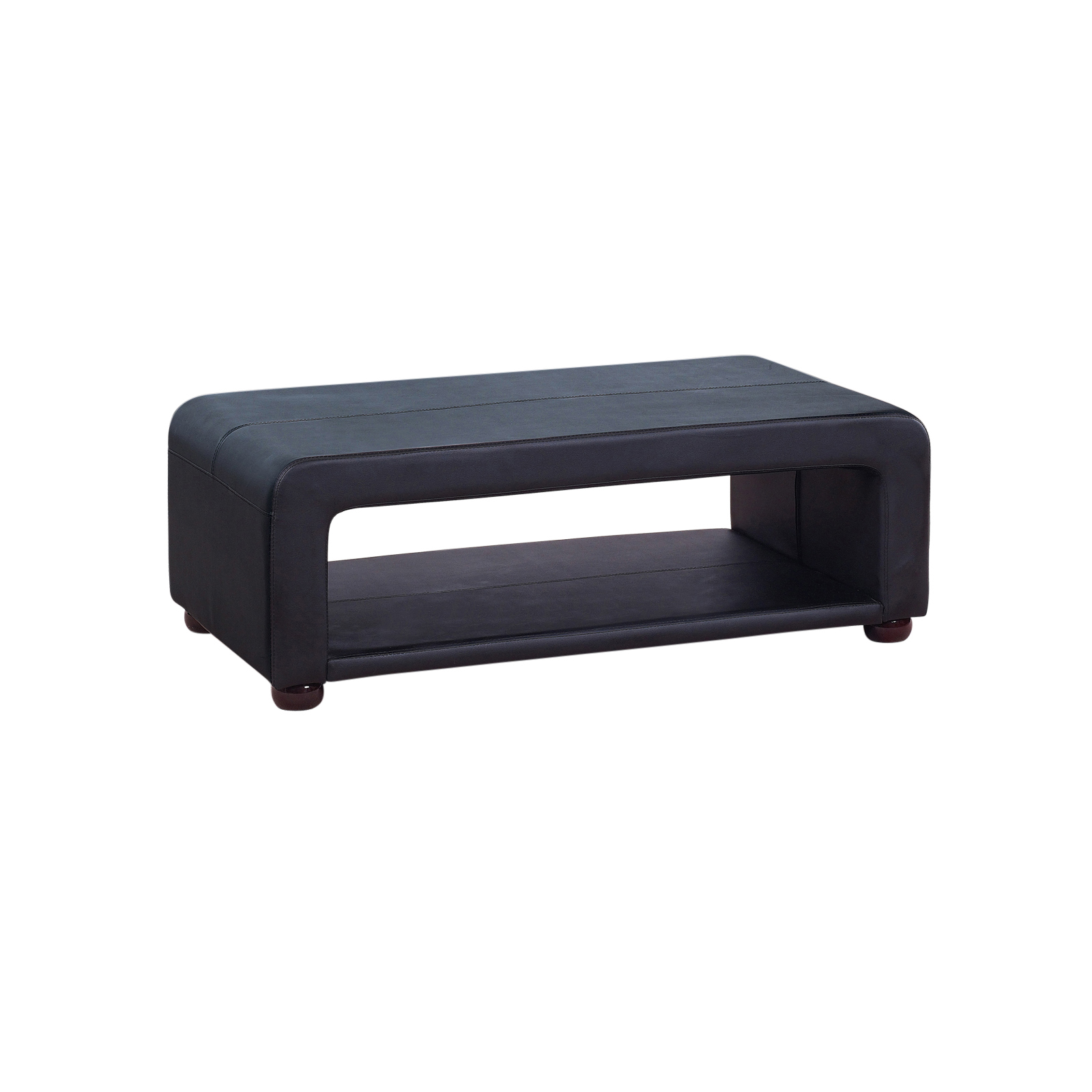 Coffee Table Upholstered PU Leather in Black Colour with open storage — image 2