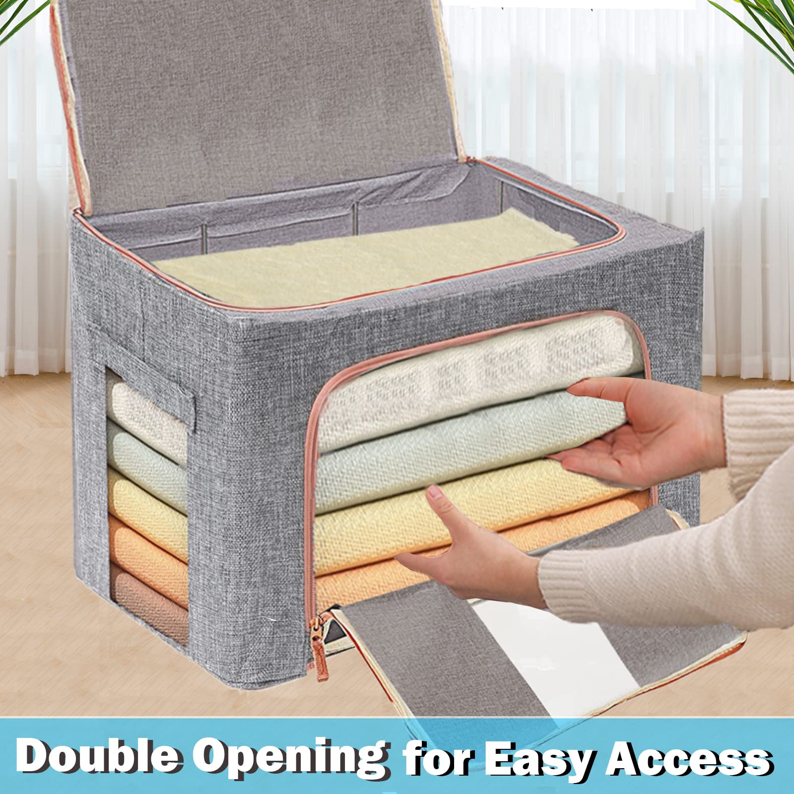 24L Cloth Storage Box Closet Organizer Storage Bags Clothes Storage Bags Wardrobe Organizer Idea Grey โ image 6