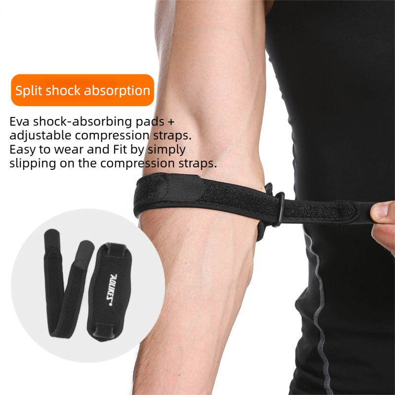 One-Pair Dark Grey Adjustable Compression Elbow Brace with Thick Sponge Padding - Sports Support for Various Sports and Everyday Work โ image 2