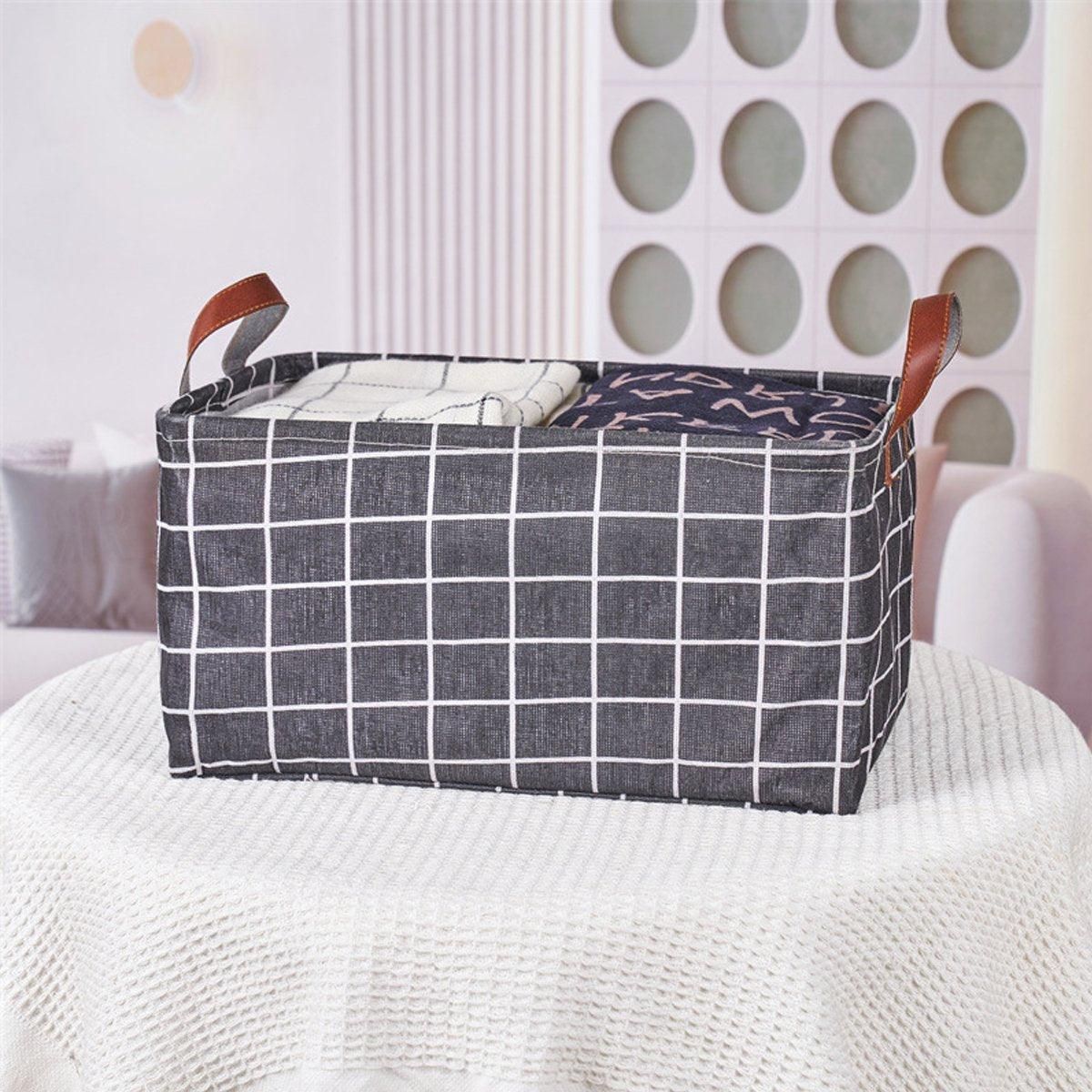 2pcs Foldable Cotton Linen Storage Baskets Home Organizer Box Office Supplies - Little Elephant — image 6