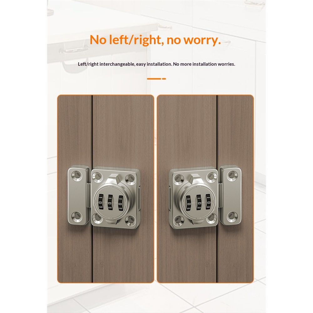 Combination Cabinet Latch, Keyless Drawer Lock, Easy to Install, Suitable for Kitchen Cabinet, Office Drawer, Wooden Furniture, One-Way Door, Etc (Silver, 1 โ image 2