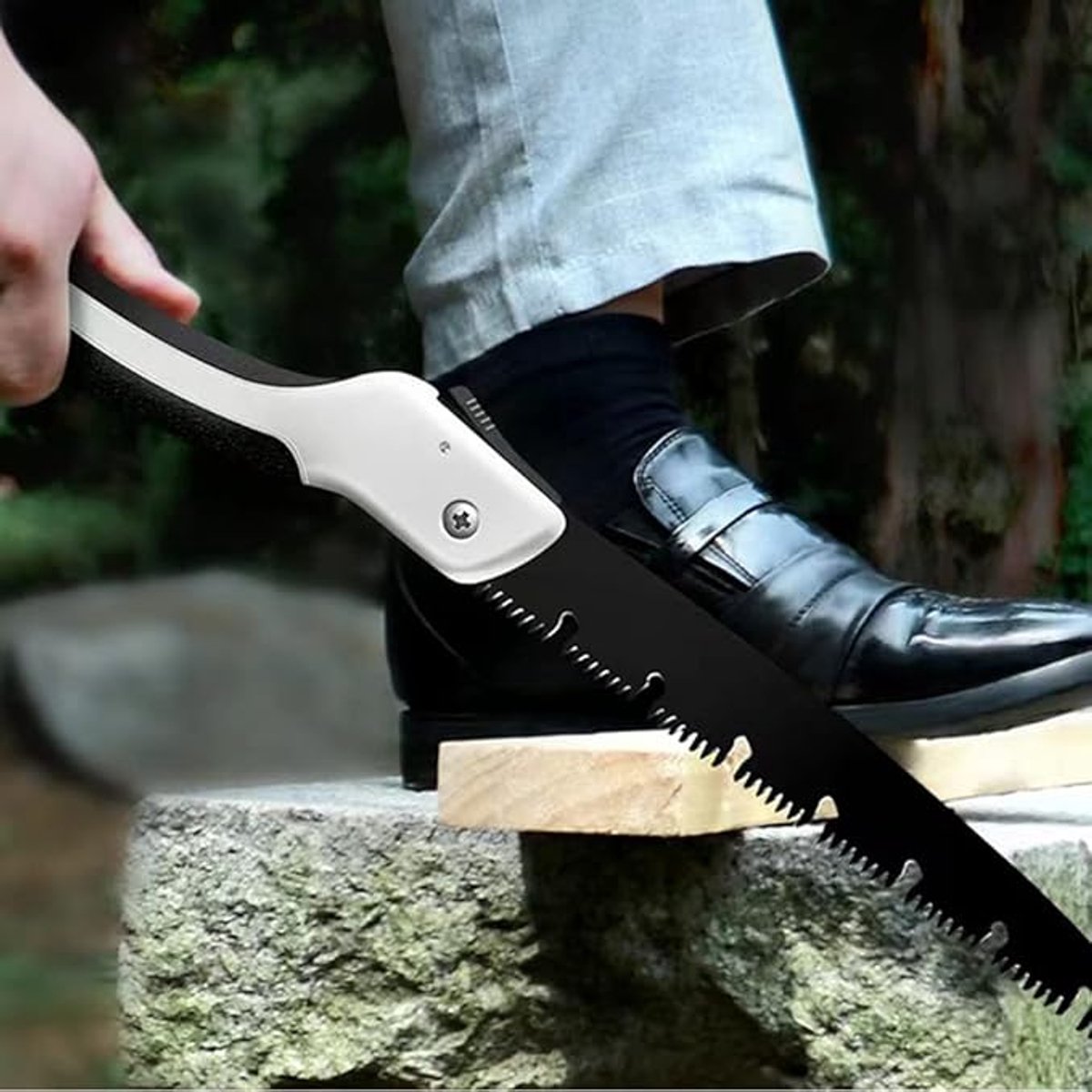Folding Saw - Folding Pruning Saw - Garden Hand Saw - Folding Saw - 250 mm Saw Blade, 525 mm Total Length - Black - Tree Saw - Wood Saw - Manganese Steel — image 3