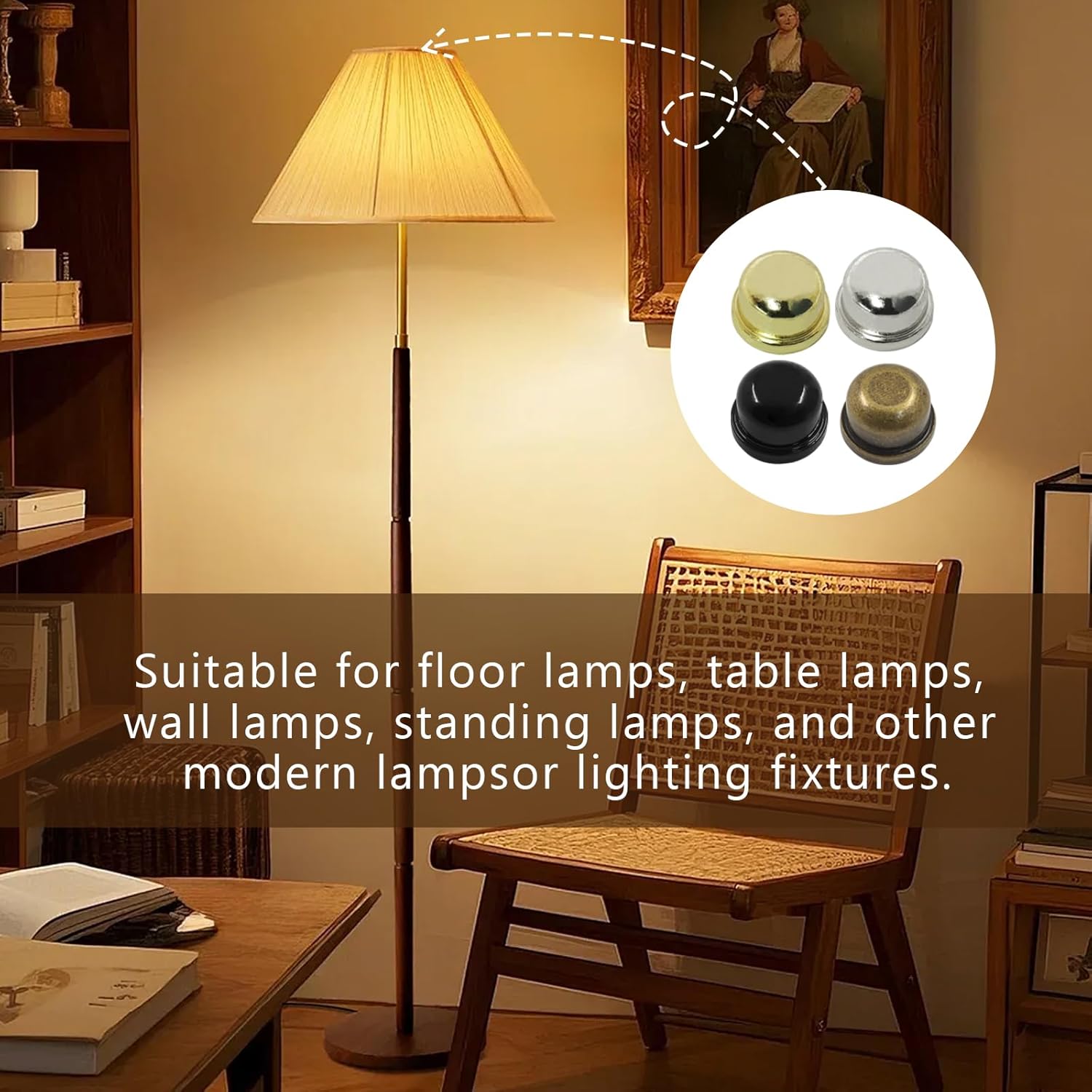 Biaungdo 8 Pack Metal Lamp Finial Cap Knob, Lamp Shade Screw Cap Top Lamps Decoration for Lamps Shade Holder, 1/4-27 Inch, 4 Colors — image 6