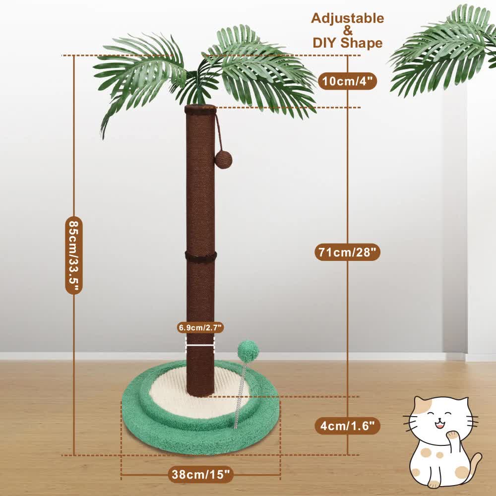 VaKa Cat Tree Scratching Post Large Palm Tree Cat Post Dangling Balls Cat Toy — image 3