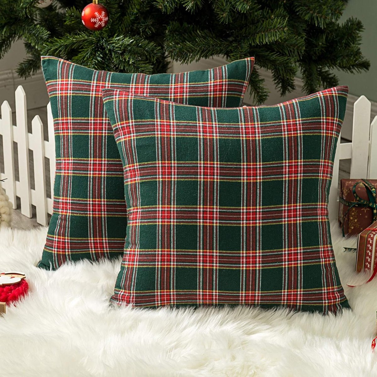 Pillowcase - Set of 2 - 40 x 40 cm cushion cover - indoor Christmas decoration - Christmas ornament - Christmas Pillowcase - Christmas Tartan Cushion Cover