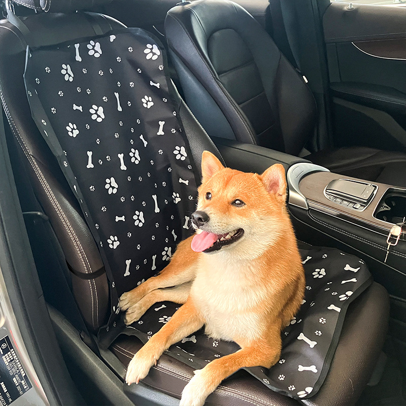 4 Pcs Black with Paw and Bone Print Waterproof Pet Car Seat Cover - Scratch-Resistant Oxford Cloth for Dogs and Cats (106 x 49 cm) โ image 3