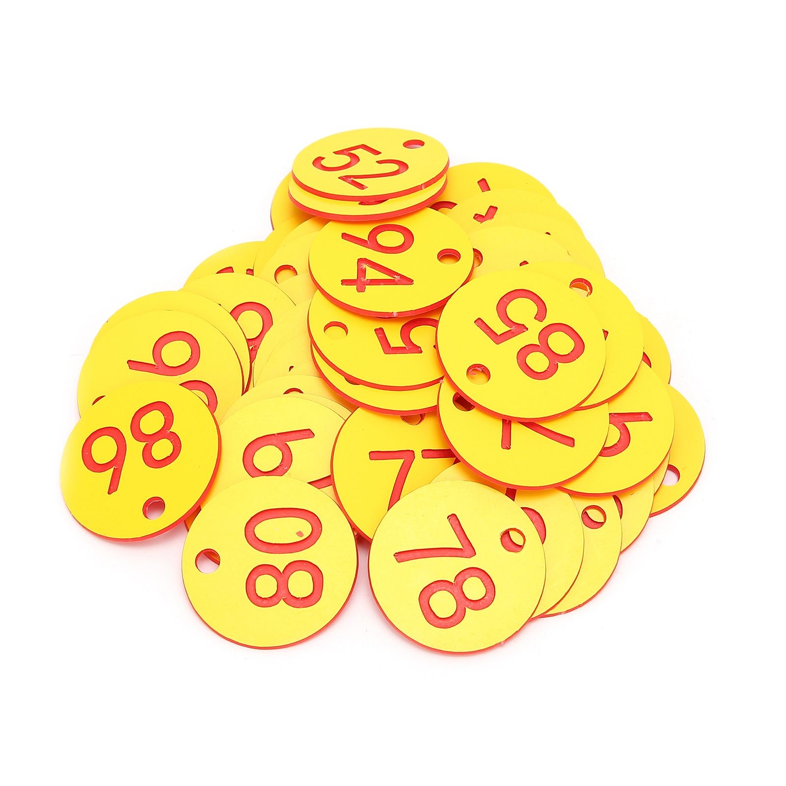 50Pcs Beehive Tag ABS Round Numbered Sign Labels with Hole Livestock Accessory Red Yellow — image 2
