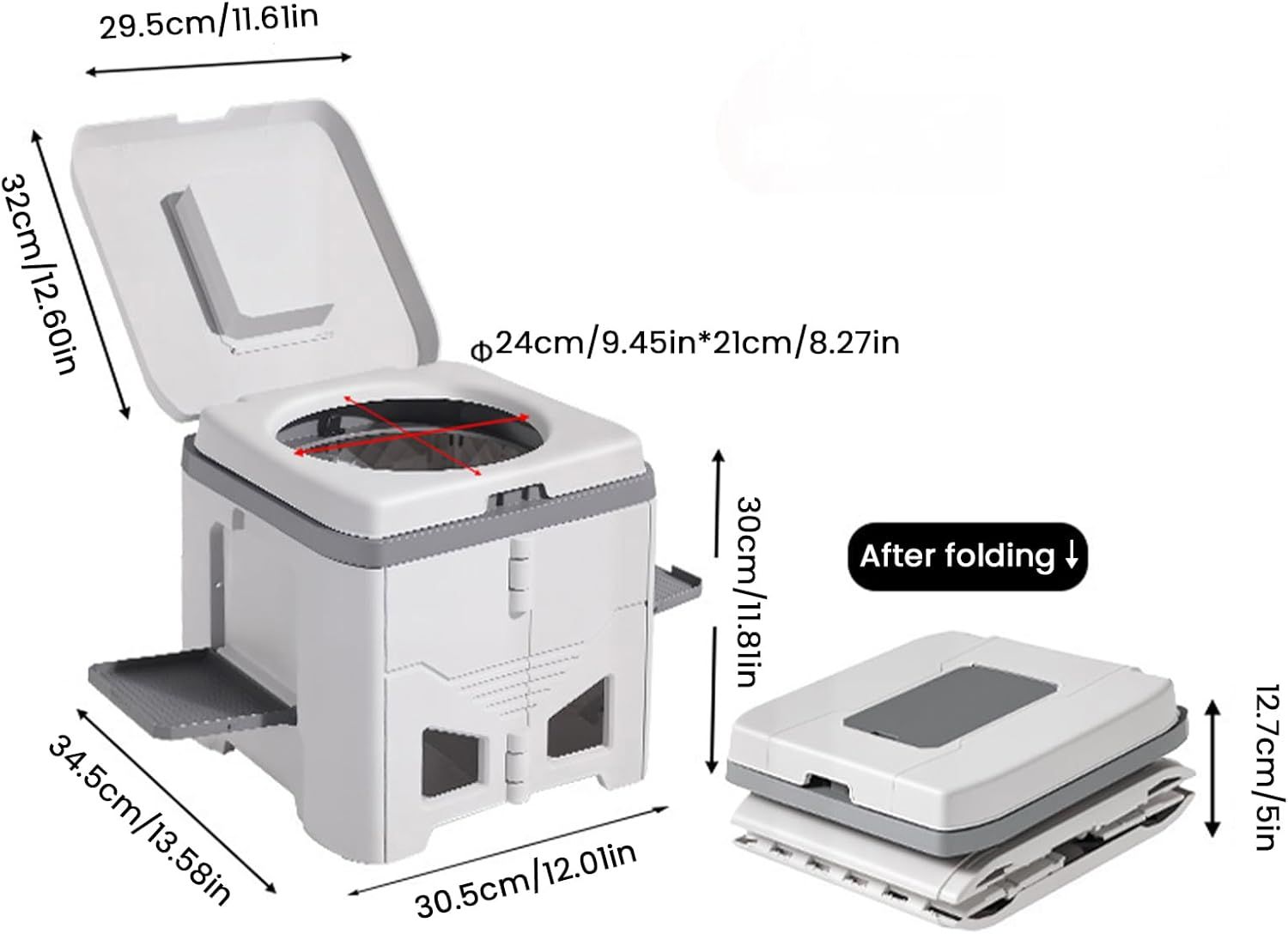 Portable Travel Toilet with Integrated Dual Storage Wings & Odor-Proof Lid – Ergonomic Reusable Foldable Commode with 12.7cm Folding Height for Car Travel & — image 2