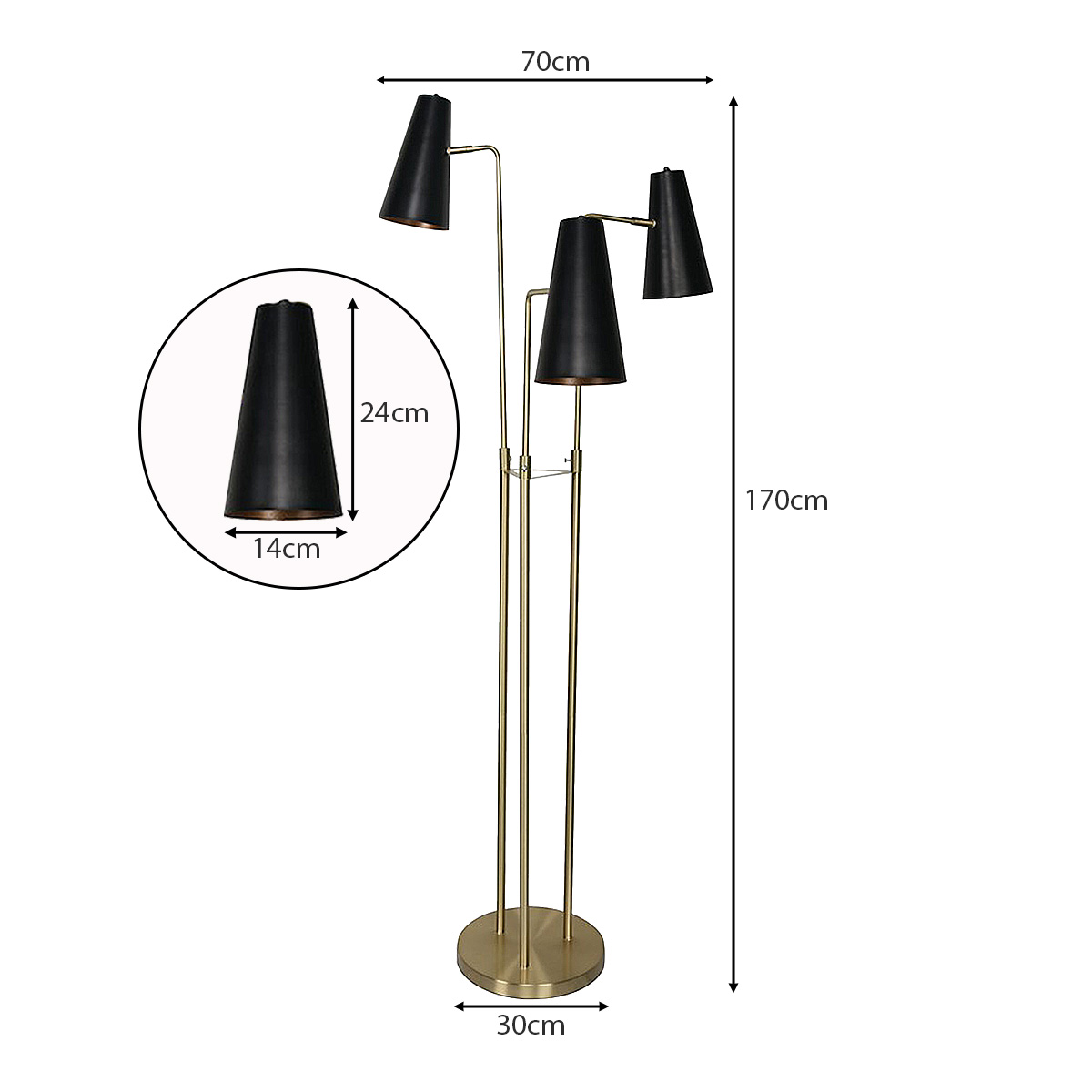 Sarantino Three Metal Shade Floor Lamp โ image 2